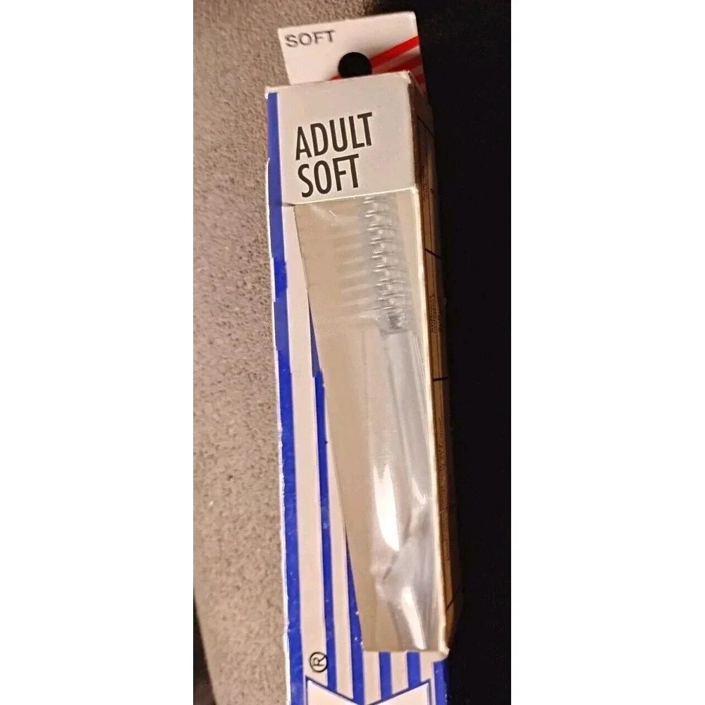 Vintage Dentax‎ Toothbrush Adult Soft Right Angle Rounded Head Light clear blue